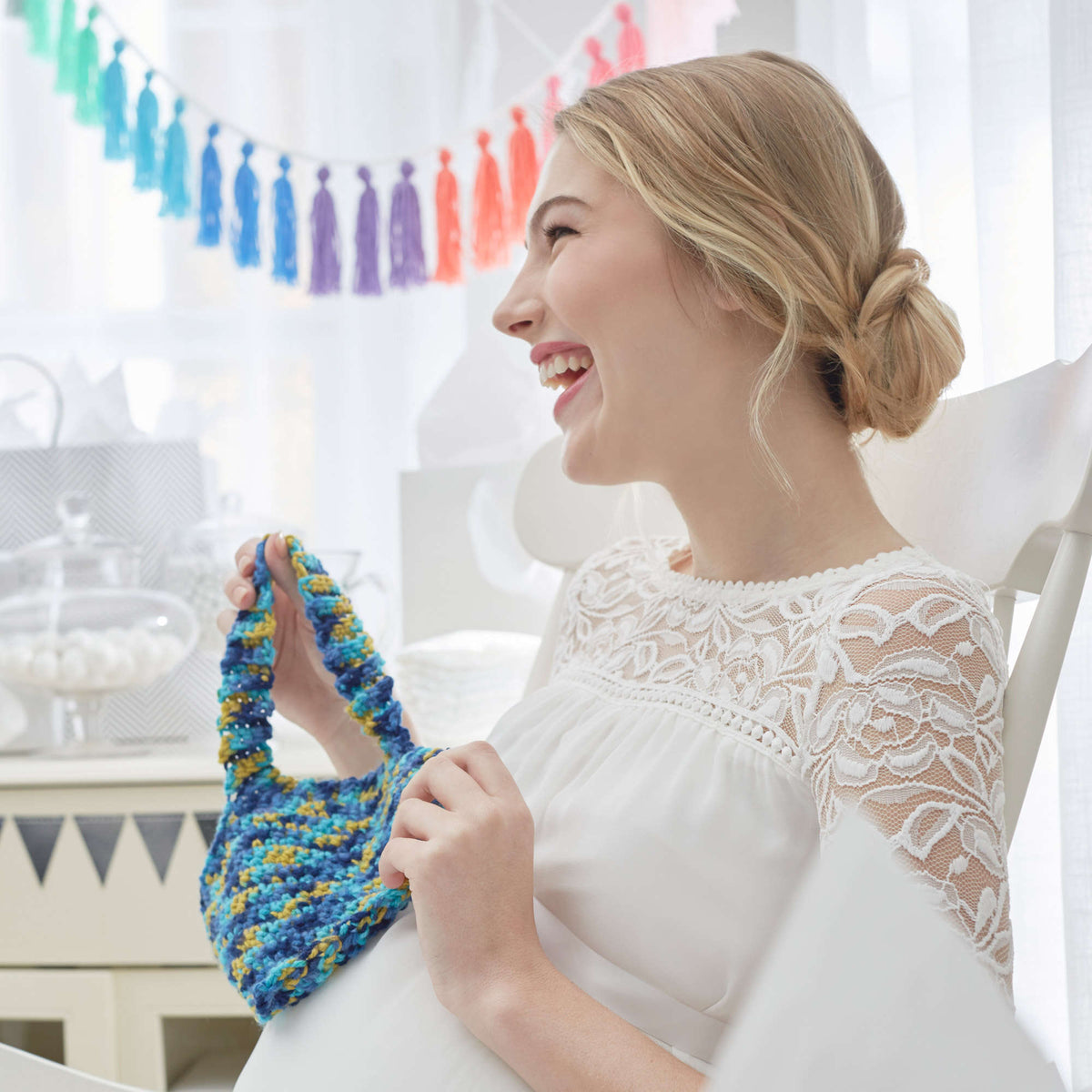 Crochet Bib made in Red Heart Baby Hugs Medium Yarn