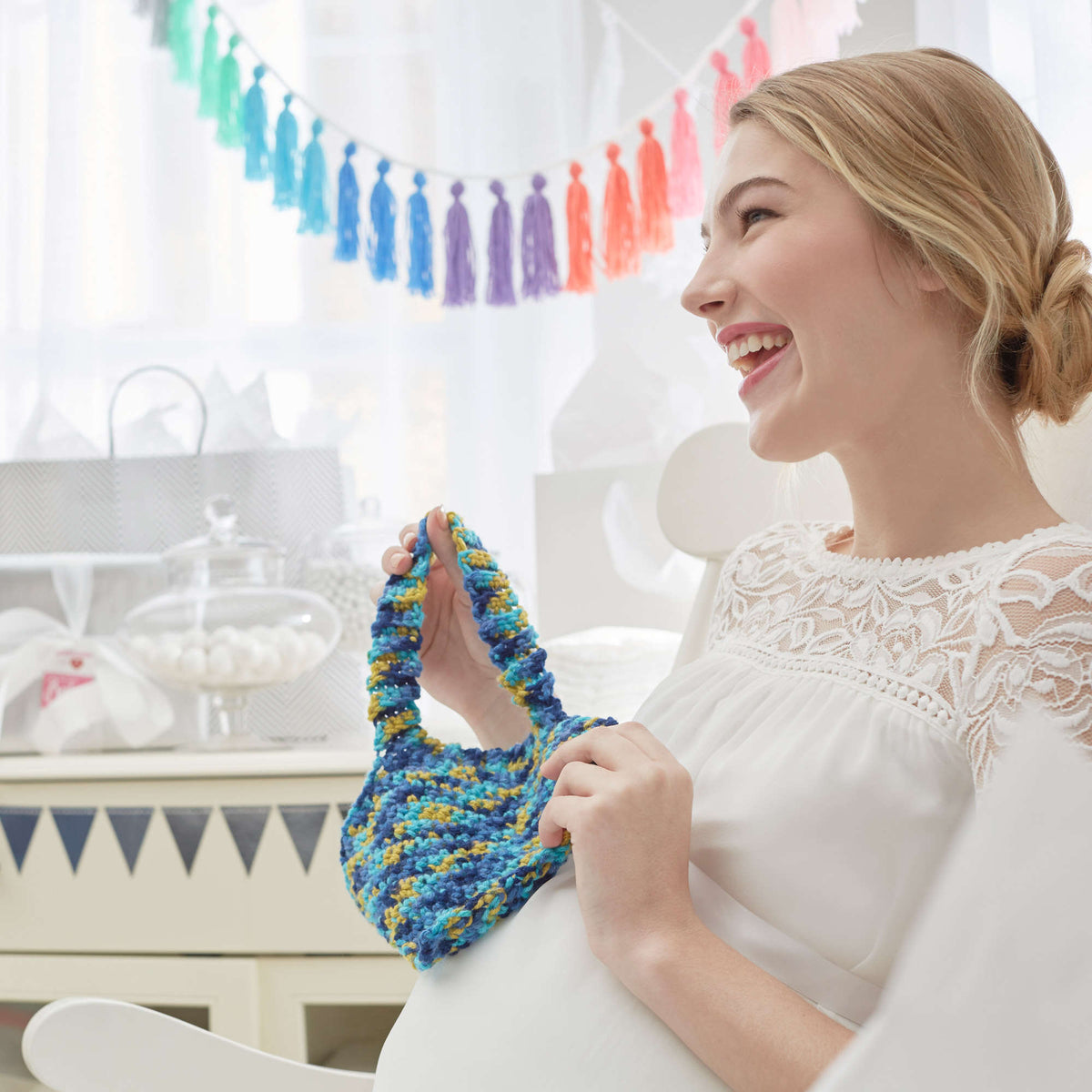 Crochet Bib made in Red Heart Baby Hugs Medium Yarn