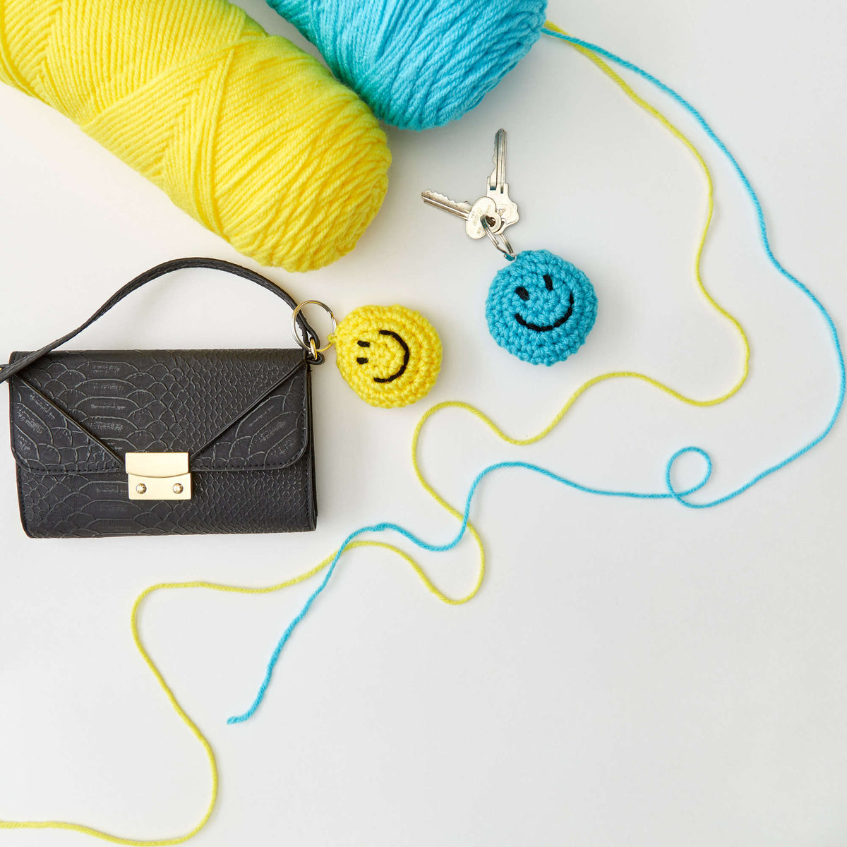 Crochet Key Chain made in Red Heart Super Saver Yarn