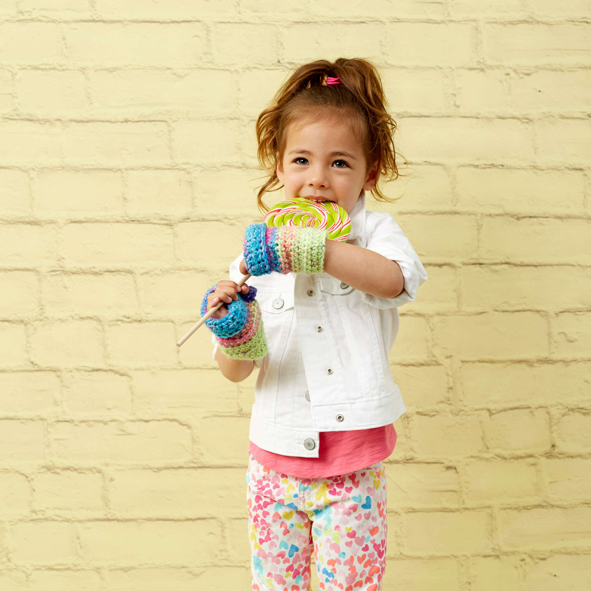 Crochet Wristers made in Red Heart Hopscotch Yarn