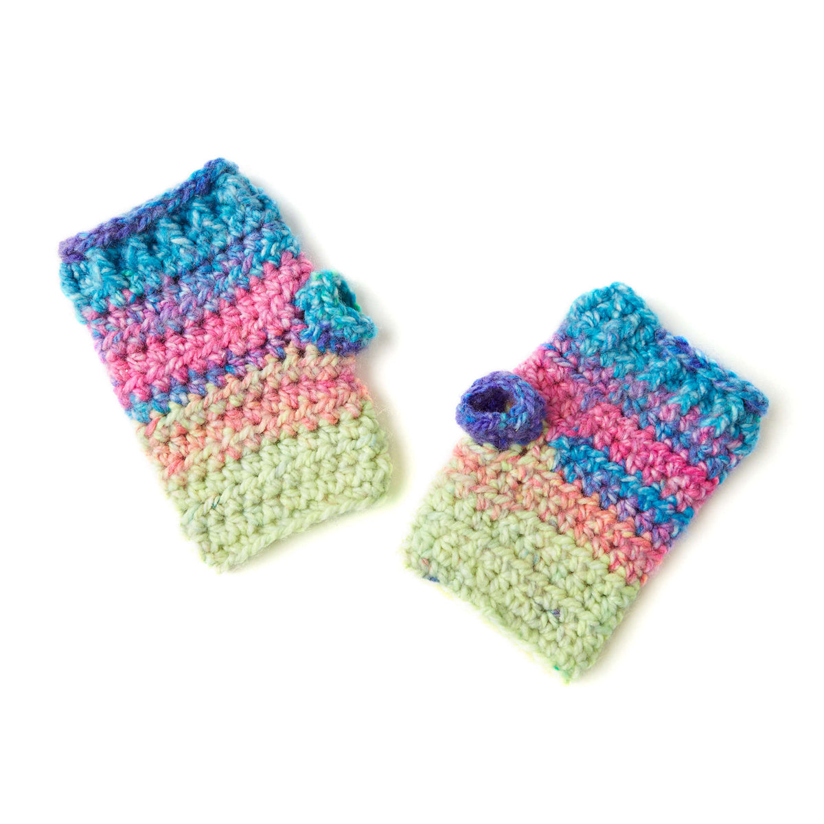 Crochet Wristers made in Red Heart Hopscotch Yarn
