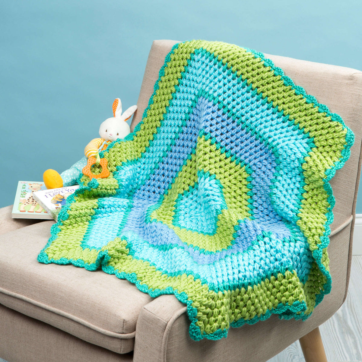 Crochet Blanket made in Red Heart Gumdrop Yarn