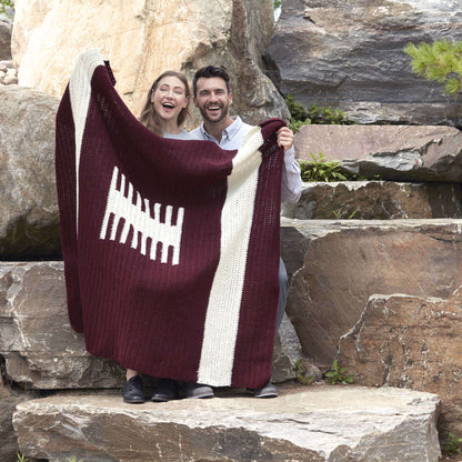 Red Heart Football Lover's Crochet Throw Crochet Blanket made in Red Heart Heat Wave yarn