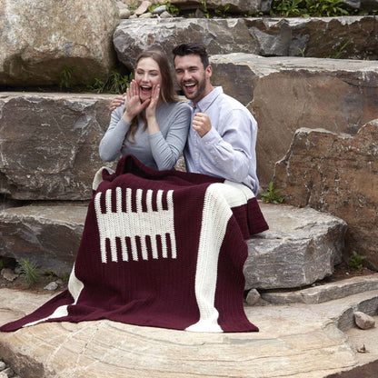 Red Heart Football Lover's Crochet Throw Crochet Blanket made in Red Heart Heat Wave yarn