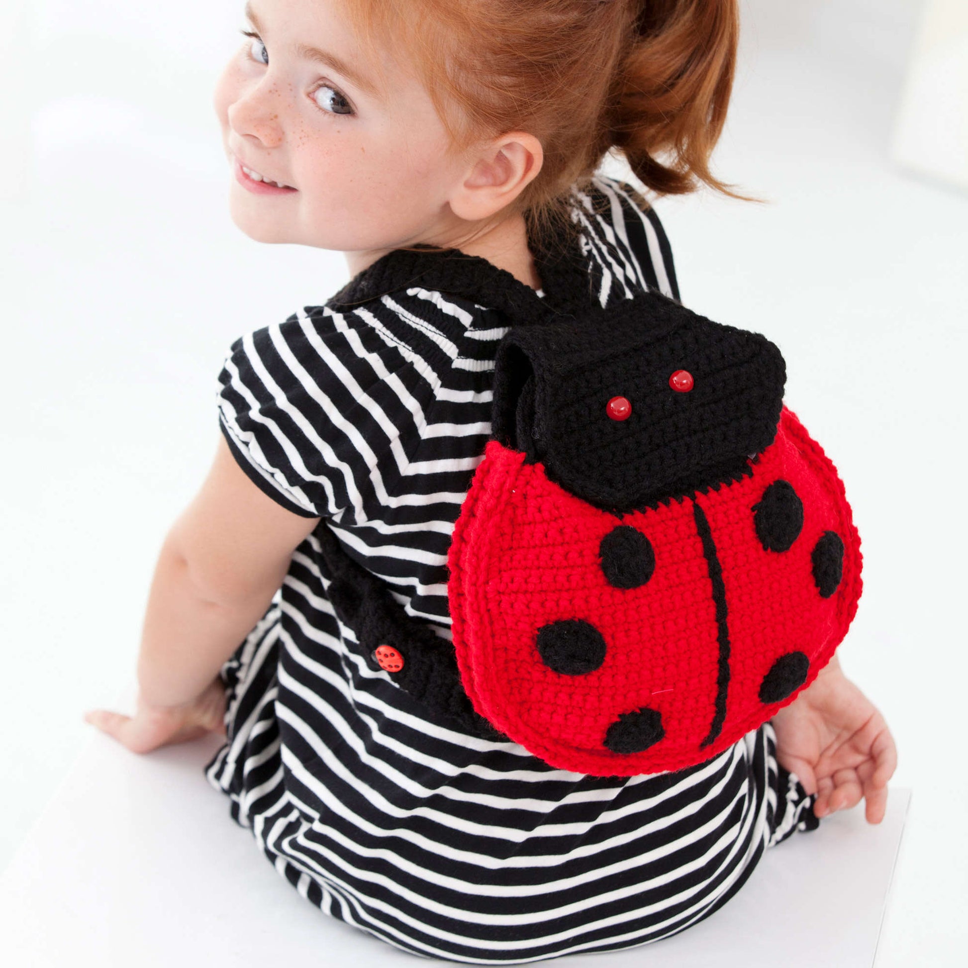 Free Red Heart Lady Bug Backpack Crochet Pattern
