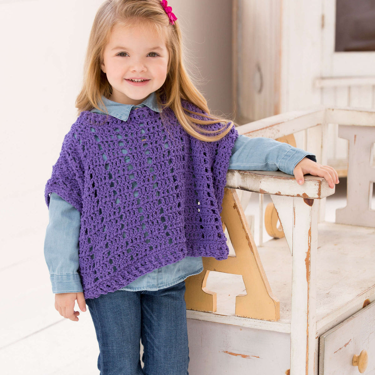 Crochet Poncho made in Red Heart Cutie Pie Yarn