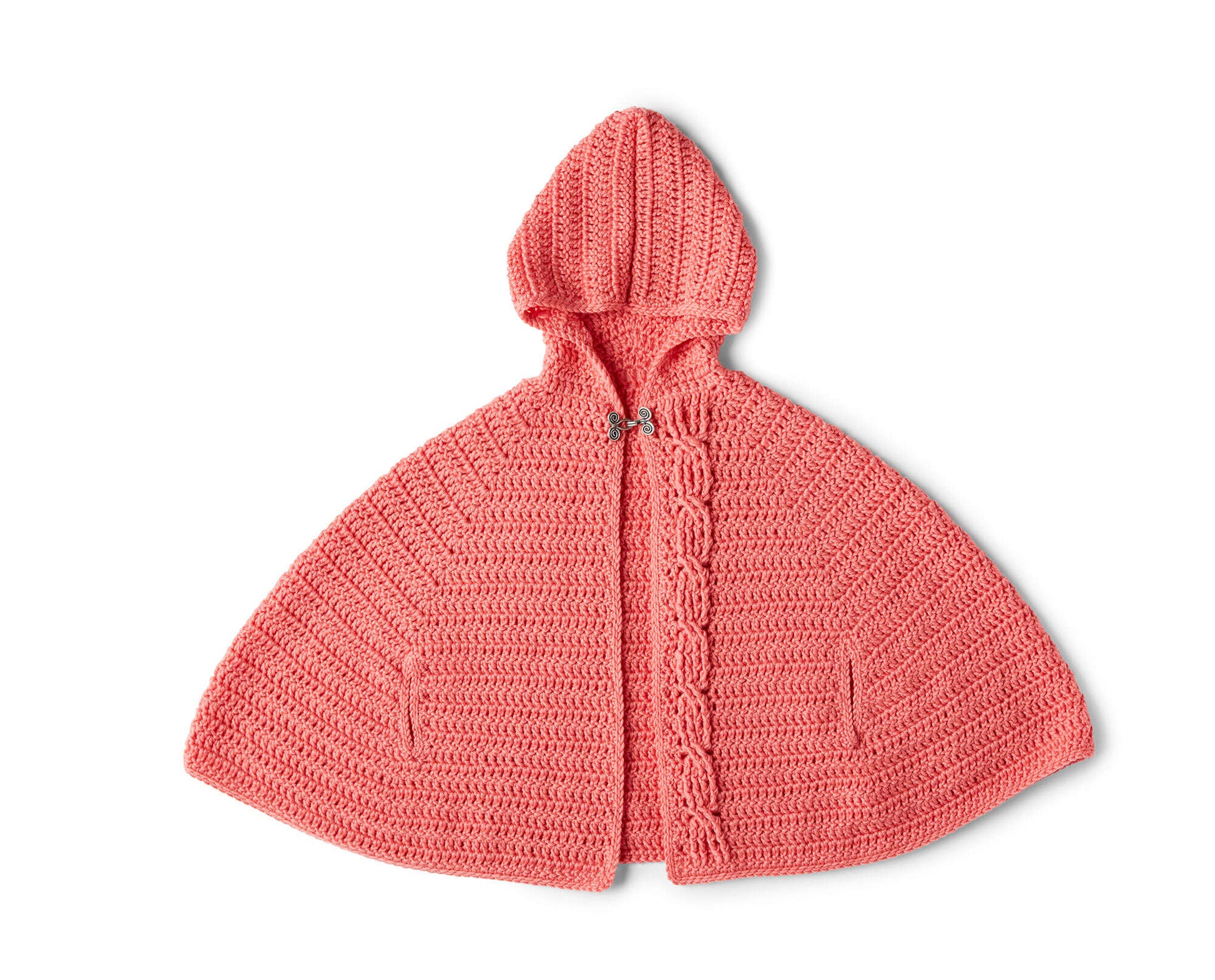 Free Red Heart Girl's Chic Hooded Capelet Crochet Pattern