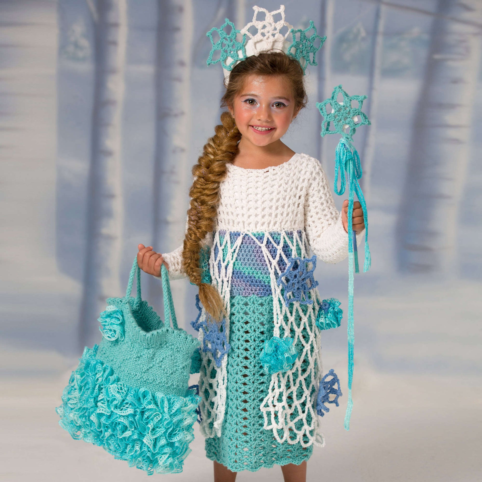 Free Red Heart Crochet Snow Princess Dress Pattern