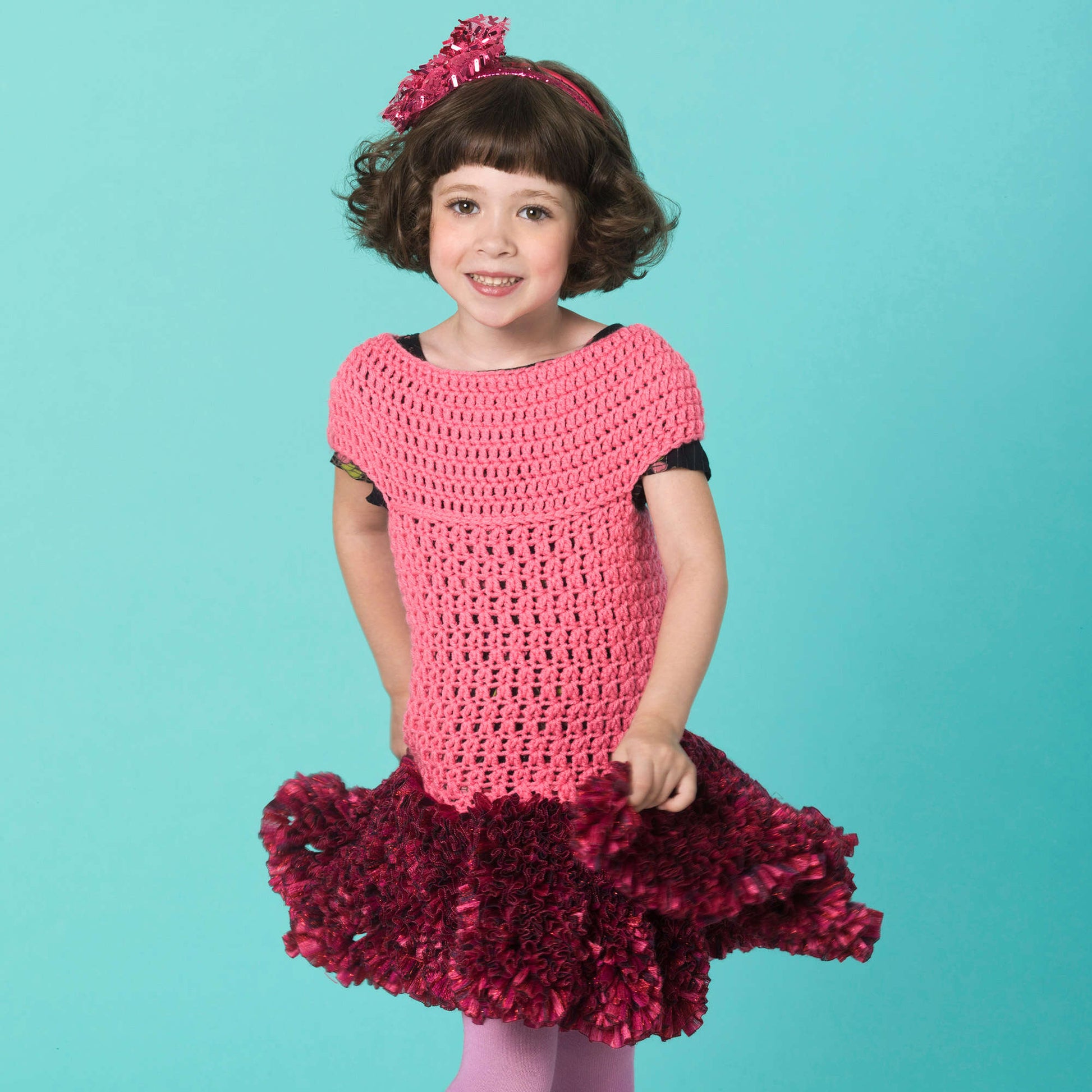 Free Red Heart Crochet Twirl Party Dress Pattern