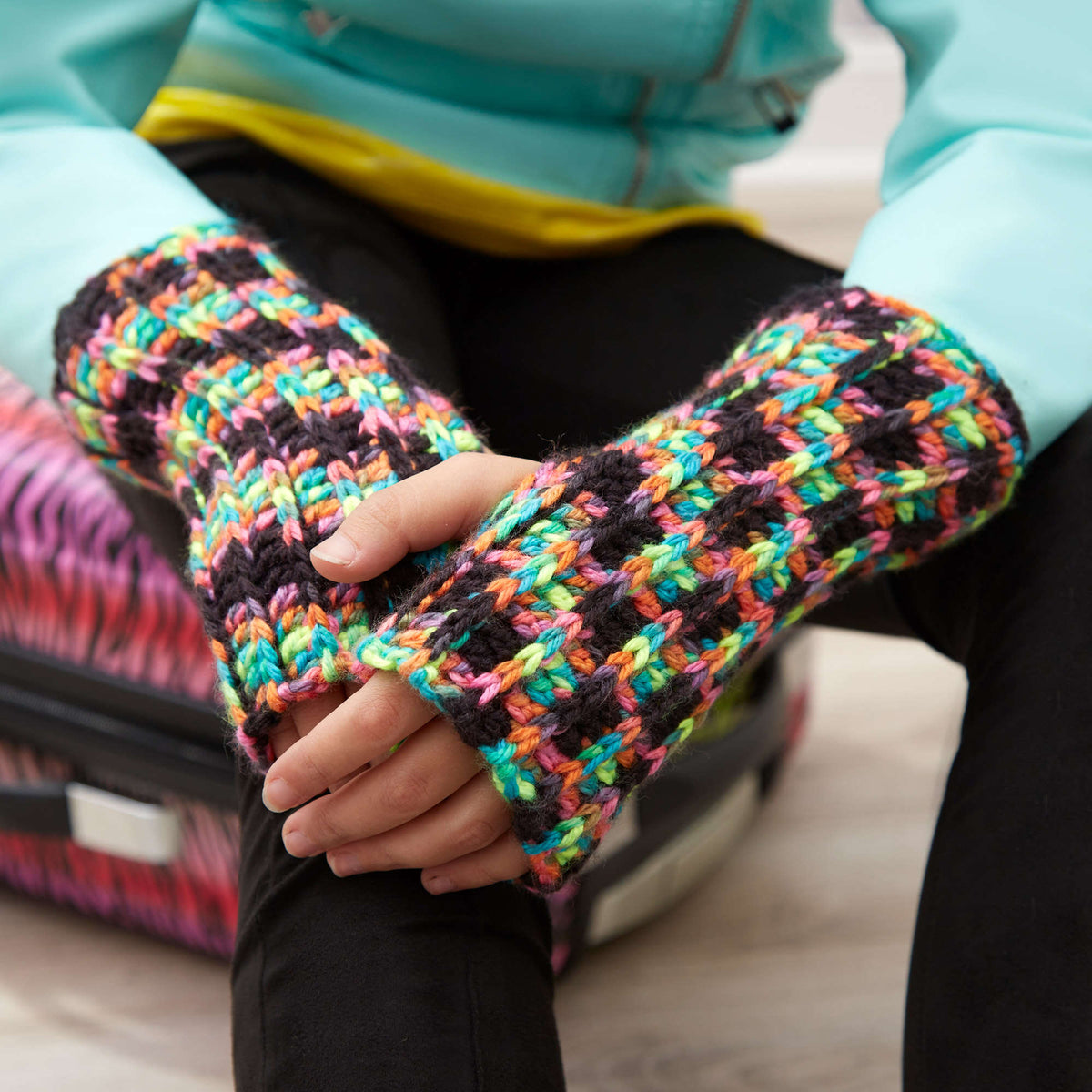 Crochet Wristers made in Red Heart Gumdrop Yarn