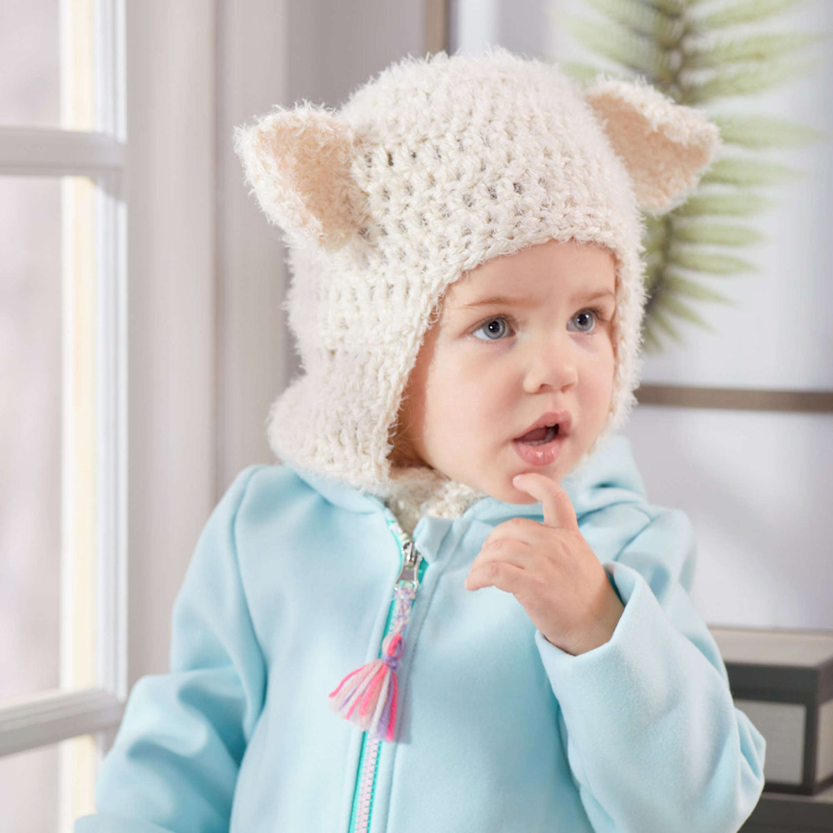 Crochet Hood made in Red Heart Hygge Yarn