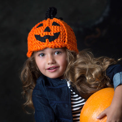 Red Heart Crochet Jack-‘o-Lantern Hat Crochet Hat made in Red Heart Reflective Yarn