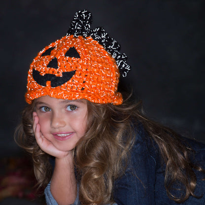 Red Heart Crochet Jack-‘o-Lantern Hat Crochet Hat made in Red Heart Reflective Yarn