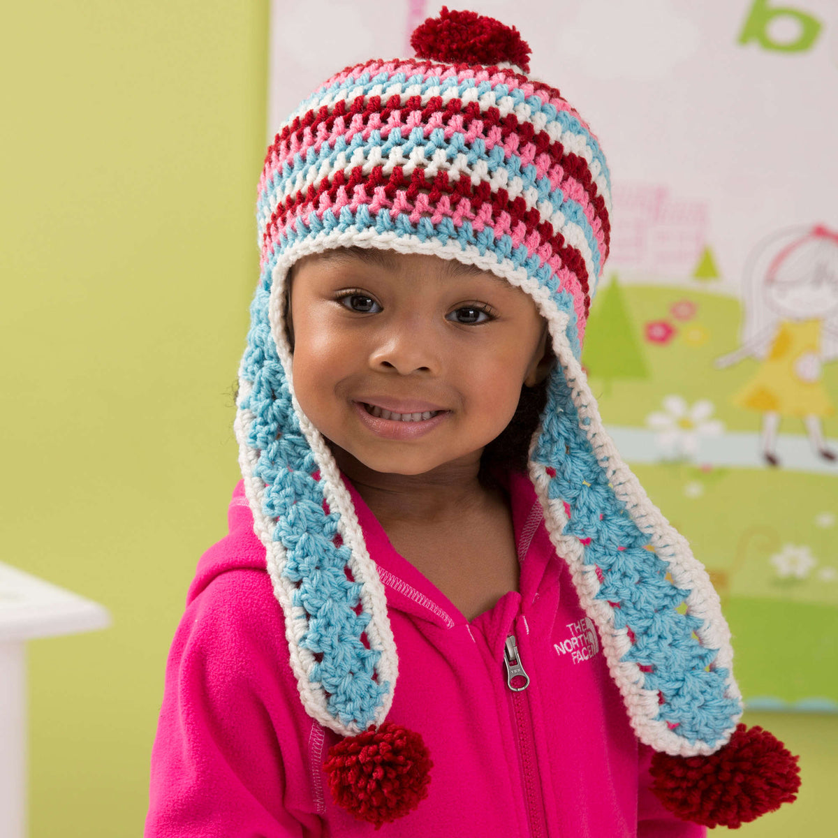 Free Easy Red Heart Snowy Day Earflap Hat Crochet Pattern  display picture 1