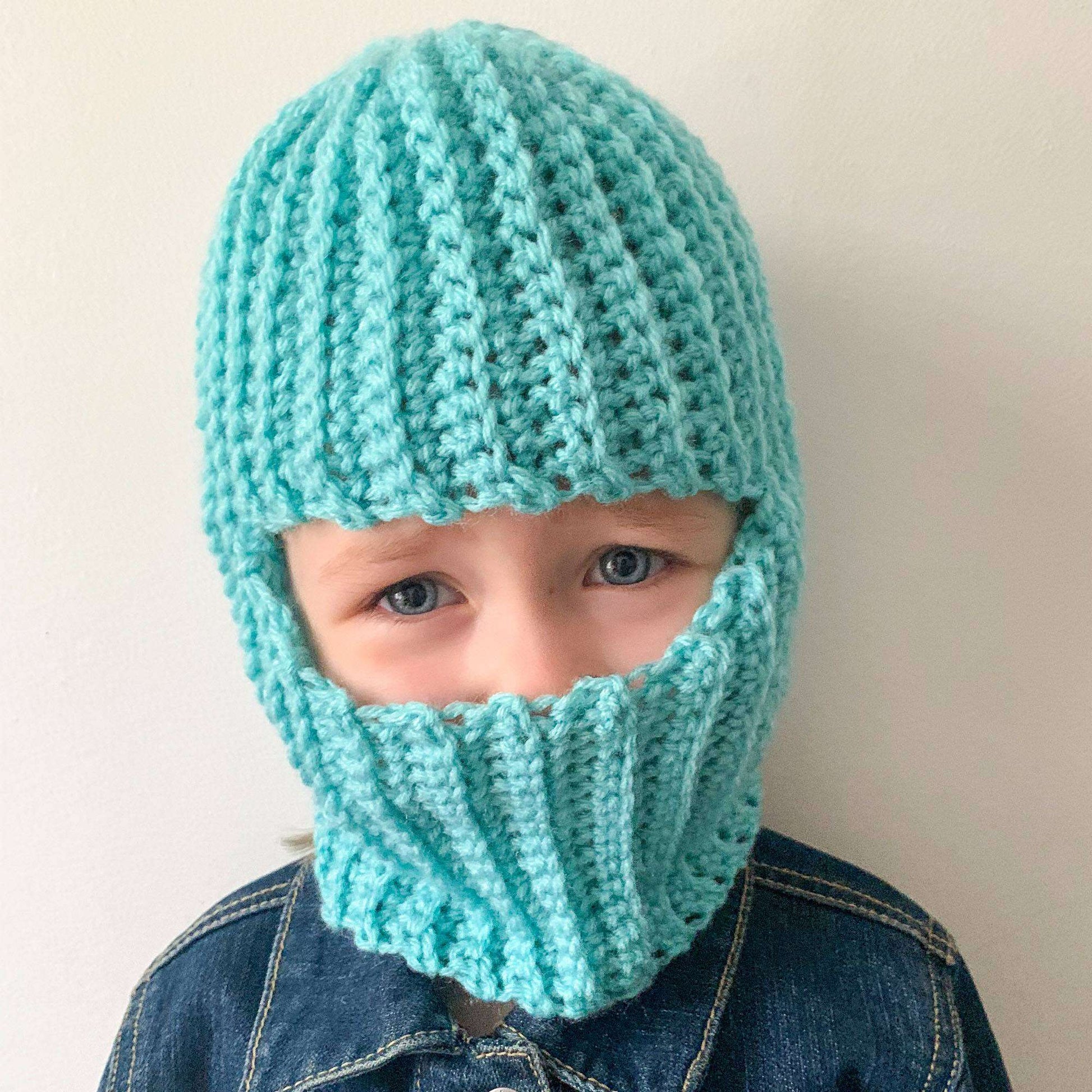 Free Red Heart Crochet Ribbed Balaclava For Kids Pattern