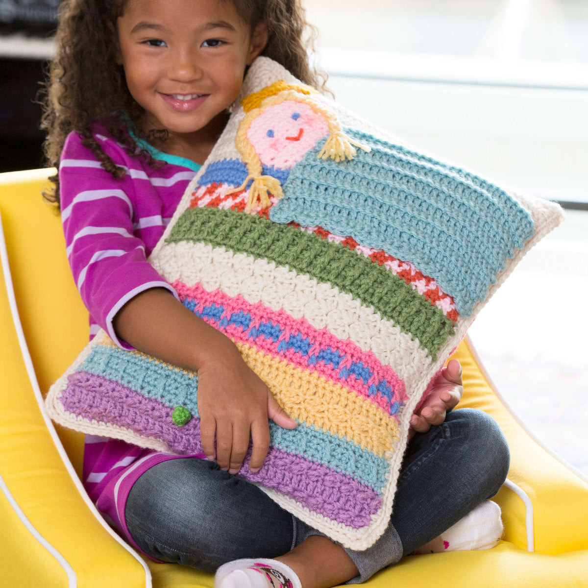 Crochet Pillow made in Red Heart Super Saver Yarn