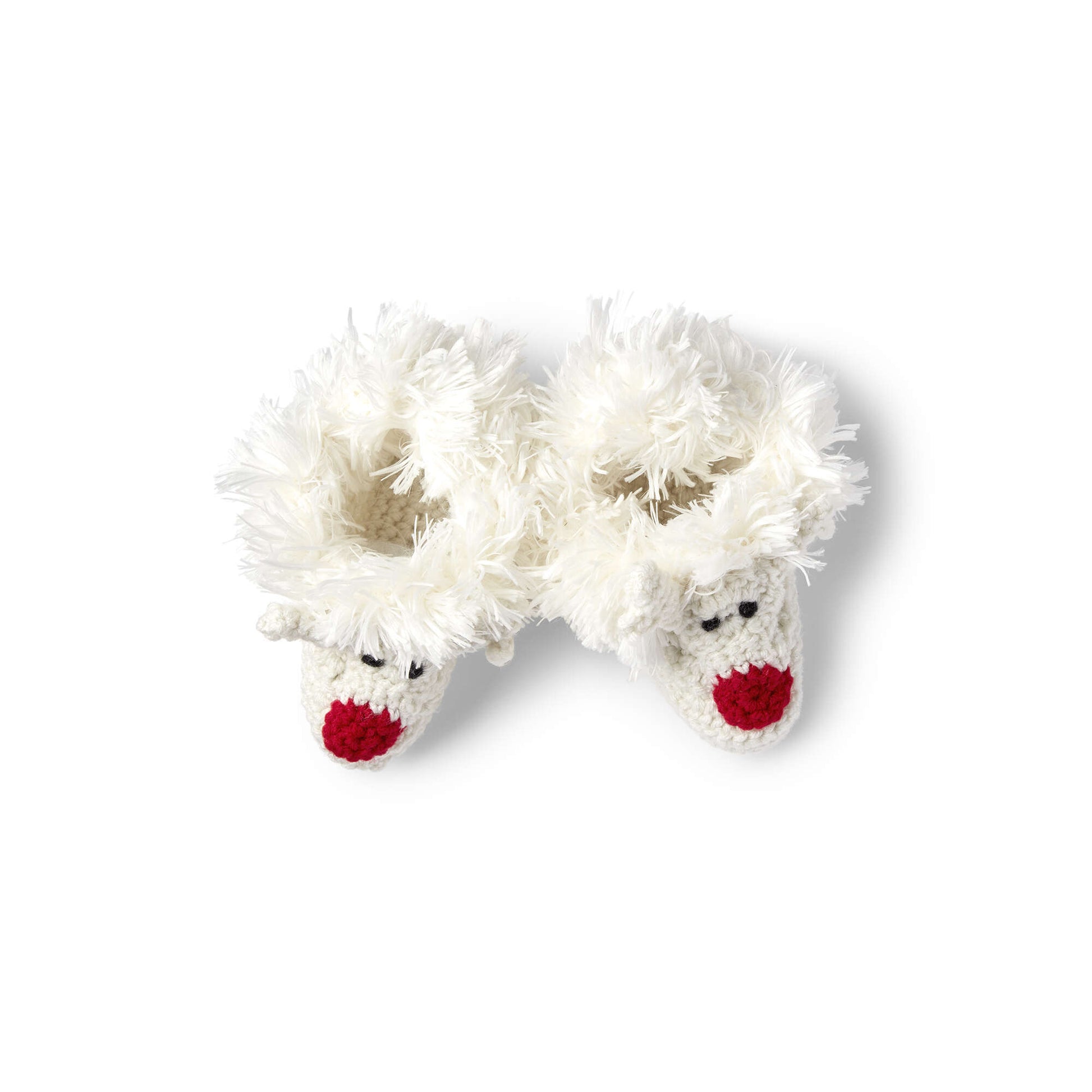Free Red Heart Crochet Happy Kids Reindeer Slippers Pattern