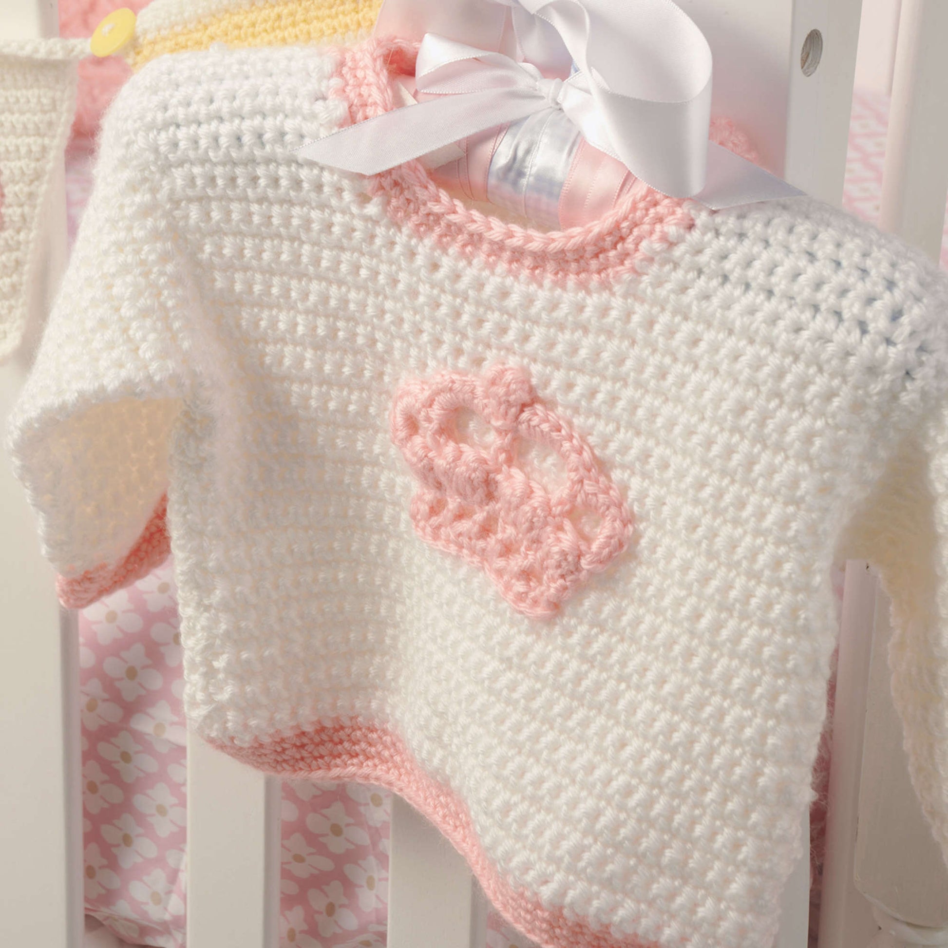 Free Red Heart Crochet Little Princess Crown Sweater Pattern