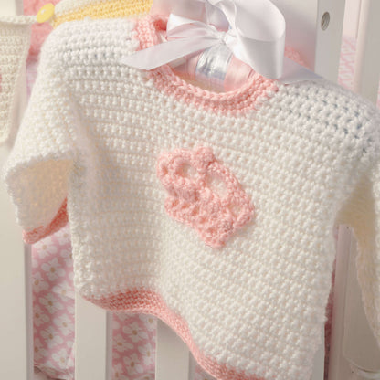 Red Heart Crochet Little Princess Crown Sweater Crochet Sweater made in Red Heart Soft Baby Steps Yarn