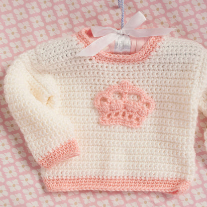 Red Heart Crochet Little Princess Crown Sweater Crochet Sweater made in Red Heart Soft Baby Steps Yarn