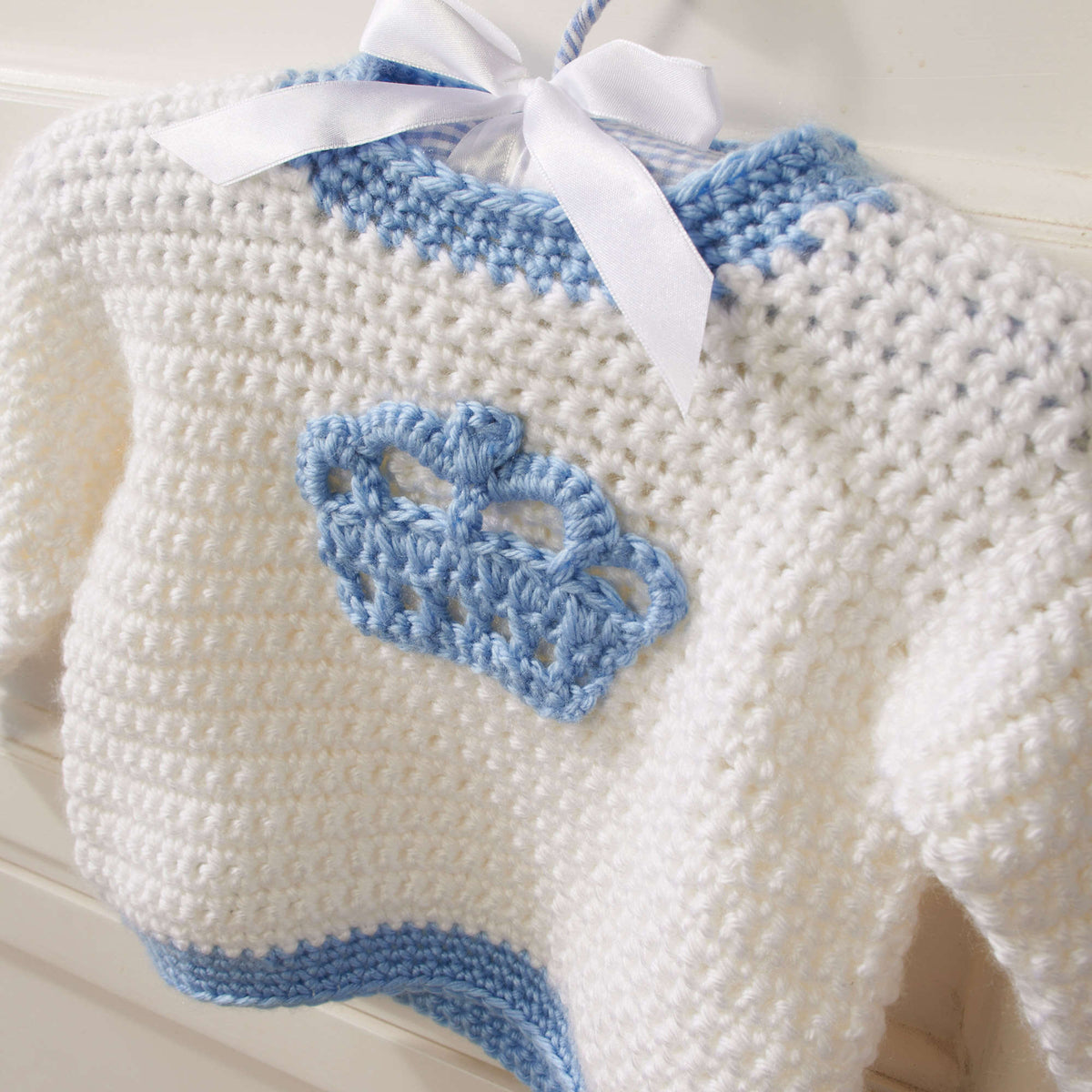 Crochet Sweater made in Red Heart Soft Baby Steps Yarn