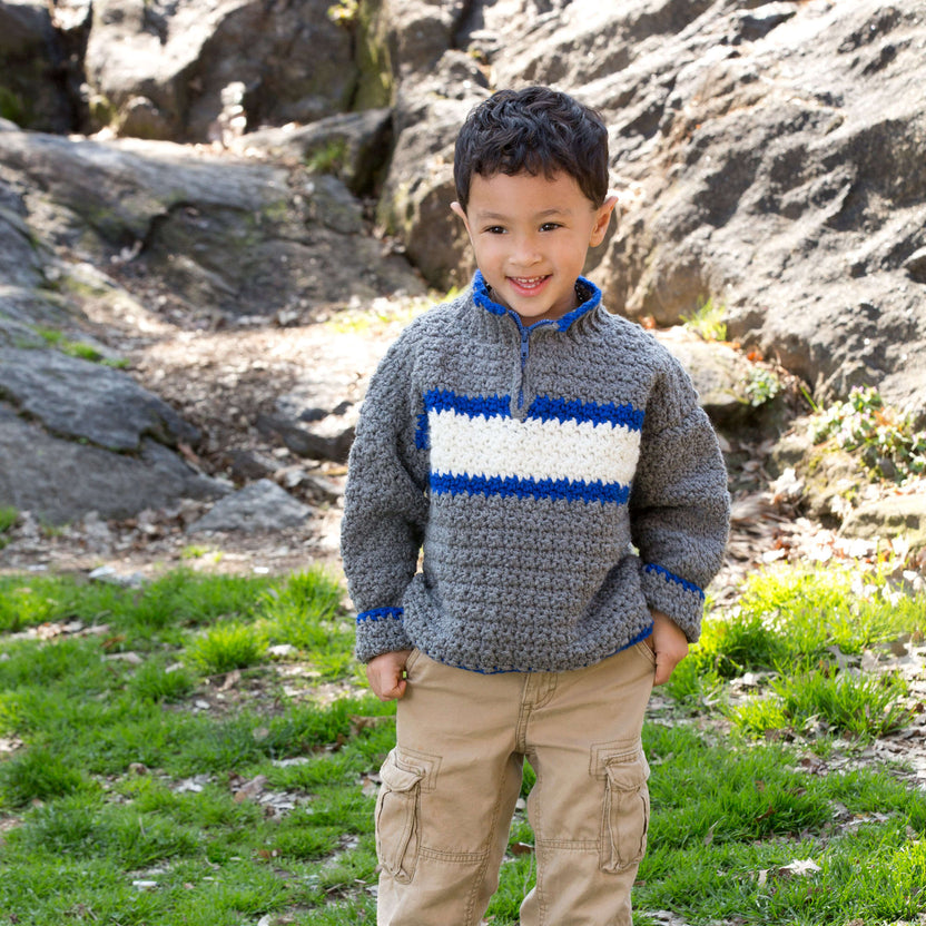 Free Easy Red Heart Rugby Pullover Crochet Pattern | Yarnspirations