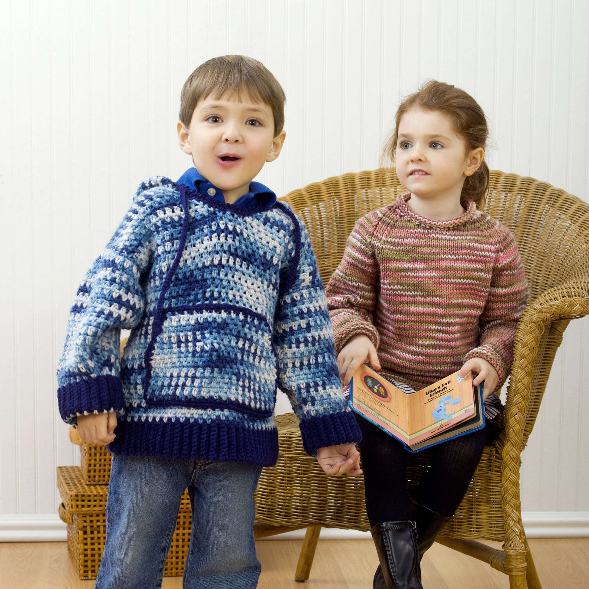 Free Red Heart Child's Hooded Sweatshirt Crochet Pattern