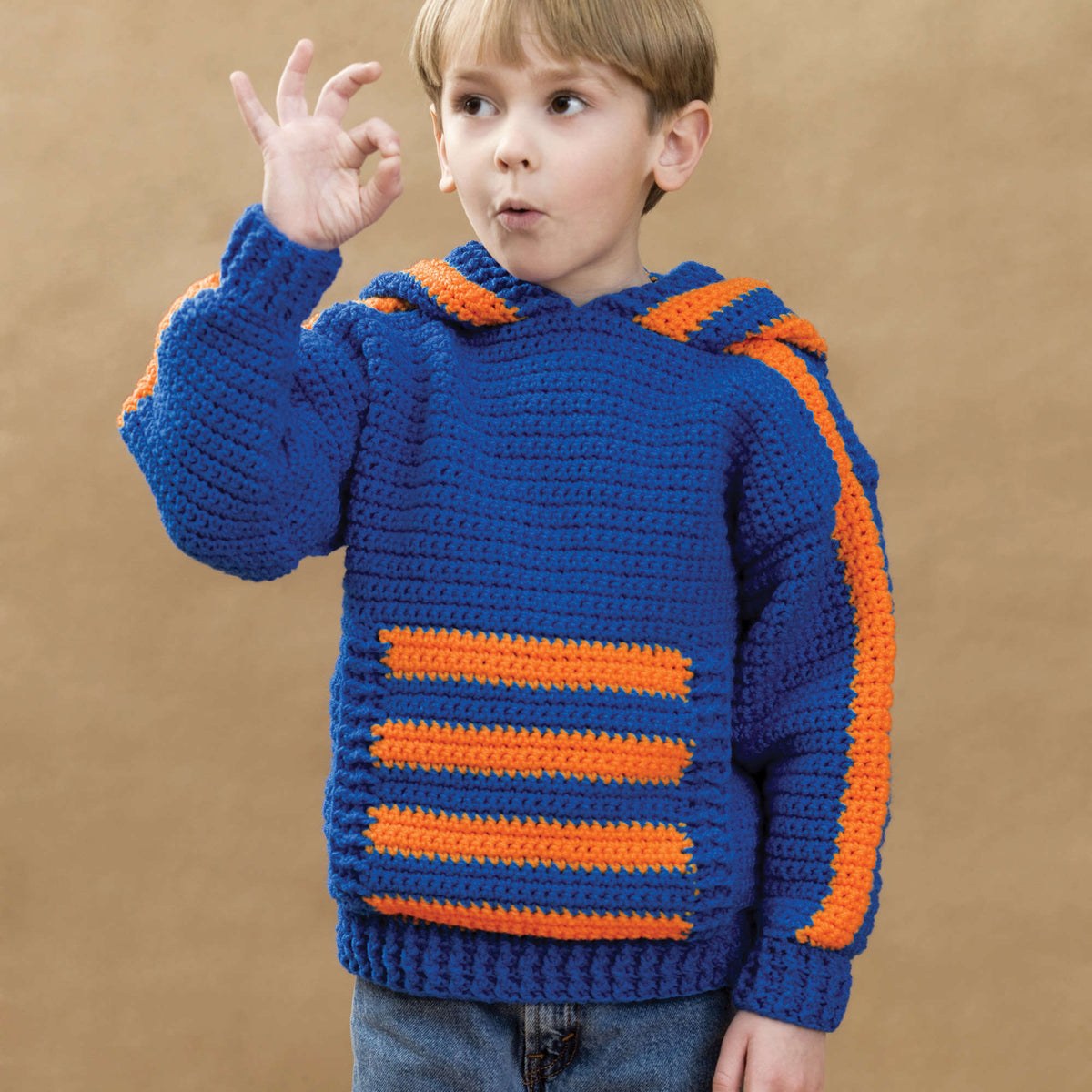 Crochet SportsHoodie made in Red Heart Sport Yarn