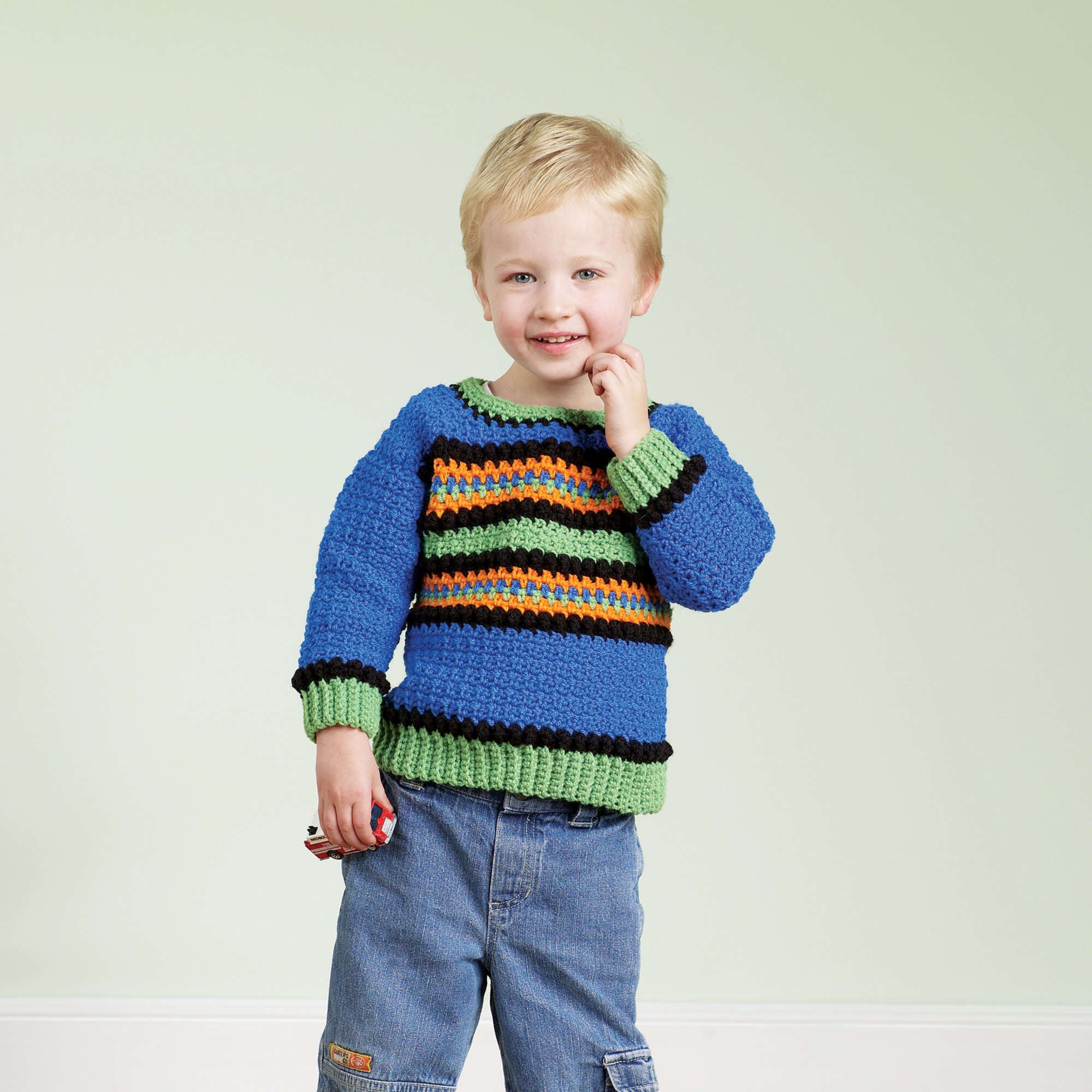Red Heart Crochet Kid's Striped Pullover | Yarnspirations