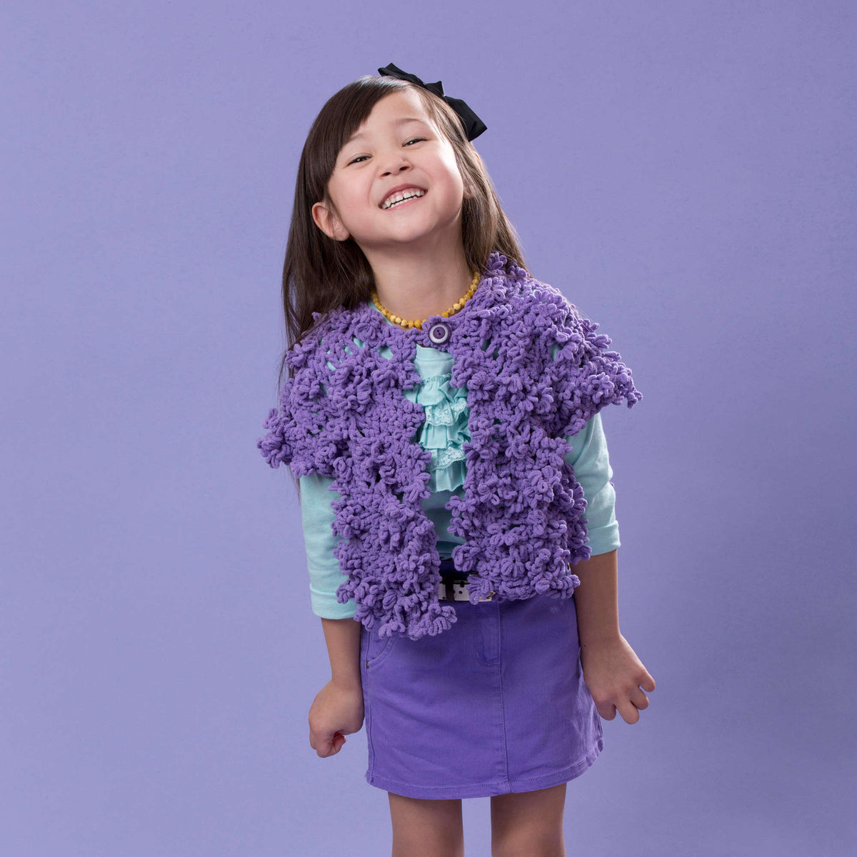 Crochet Vest made in Red Heart Lolli Yarn