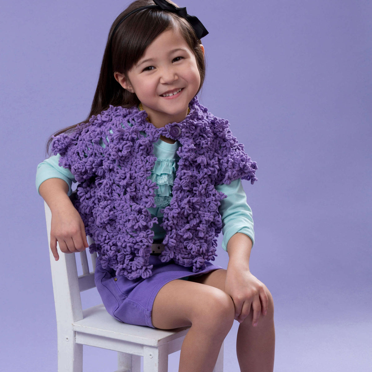 Crochet Vest made in Red Heart Lolli Yarn