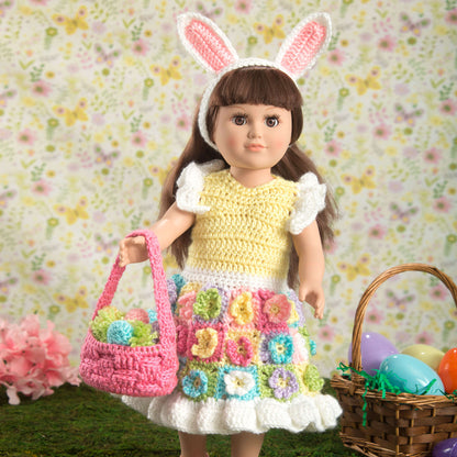 Red Heart Crochet My Doll's Easter Frock Crochet Holiday Décor made in Red Heart Soft Baby Steps Yarn