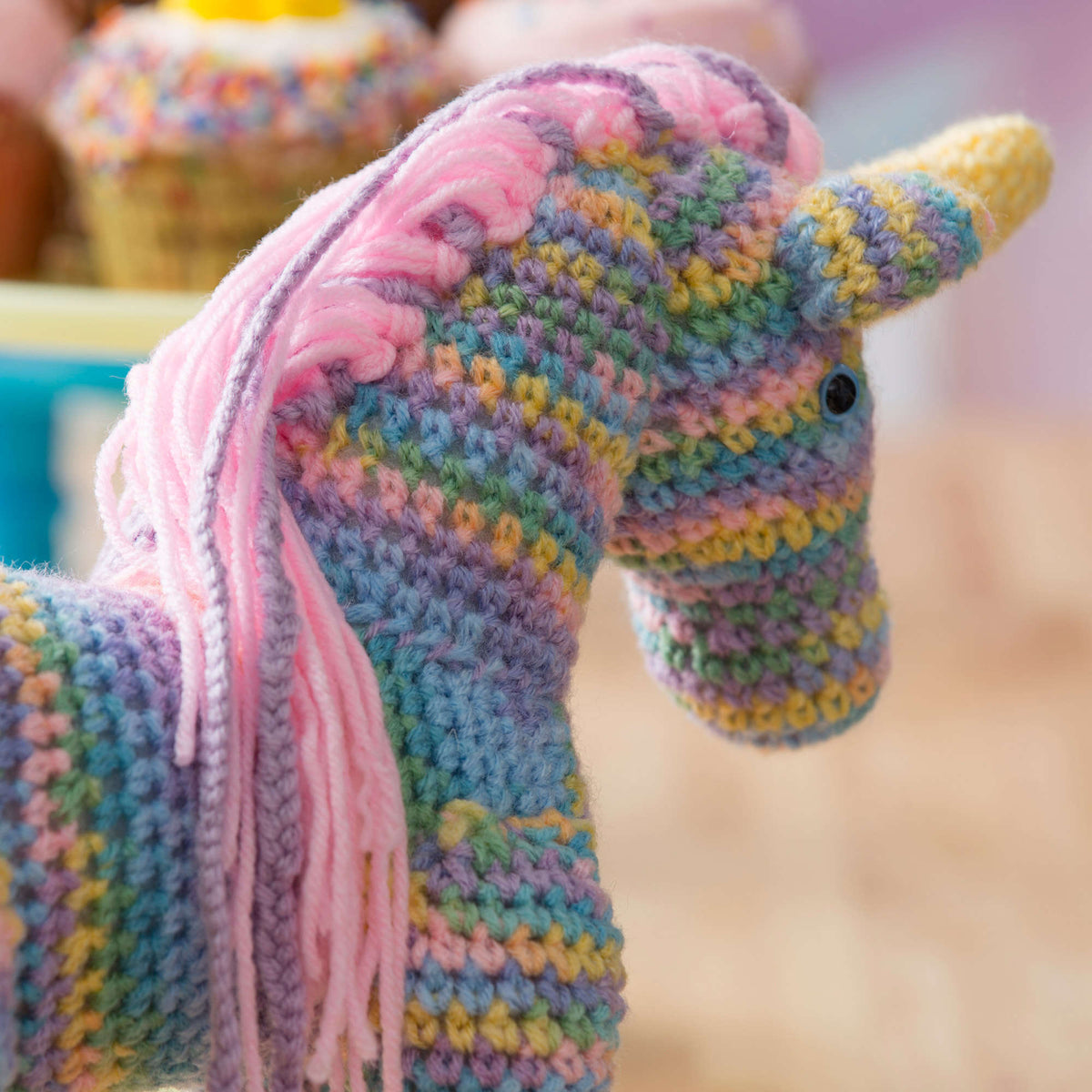 Crochet Unicorn made in Red Heart Yarn
