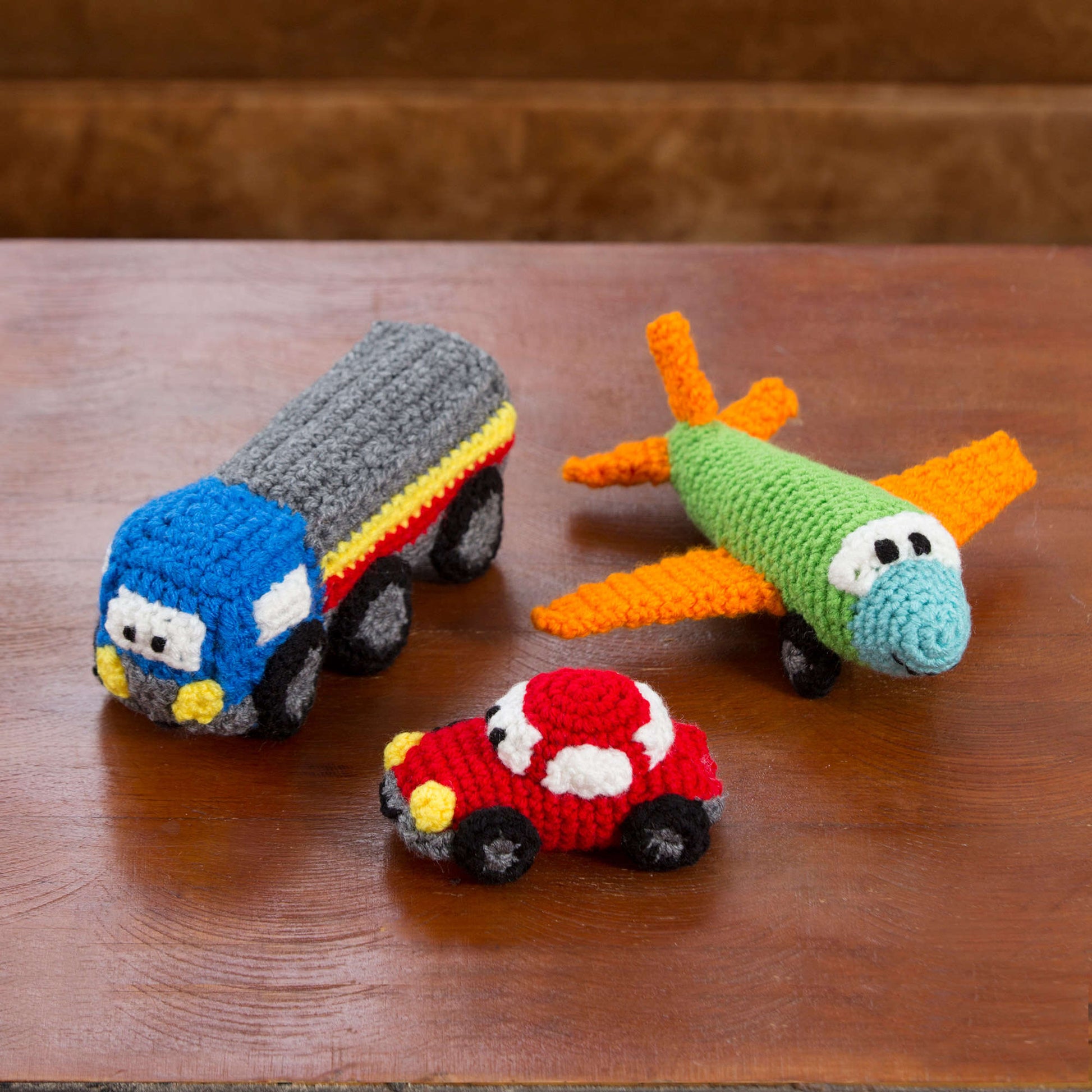 Free Red Heart Crochet Happy Little Car, Plane, & Truck Pattern