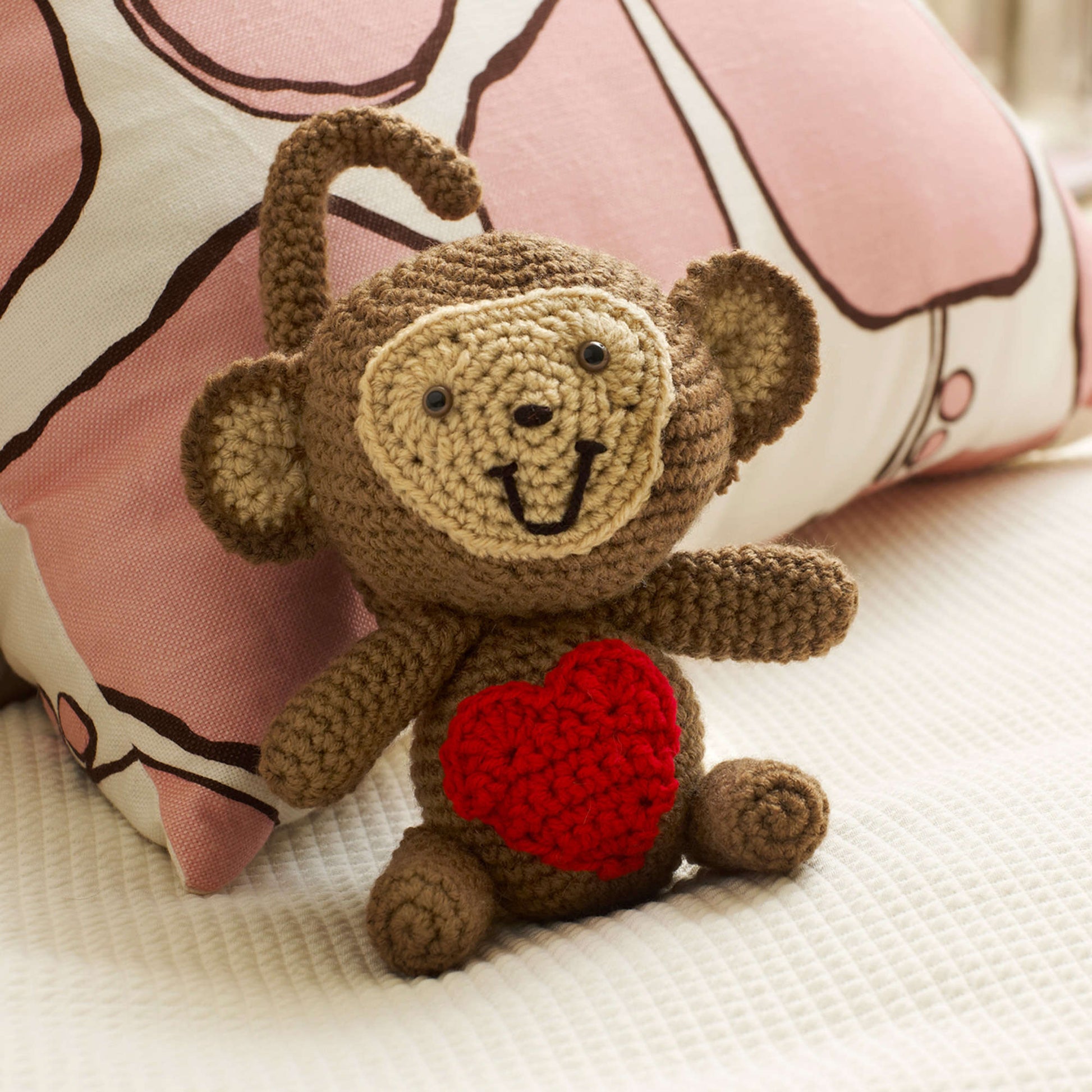 Free Red Heart Crochet Love Monkey Pattern