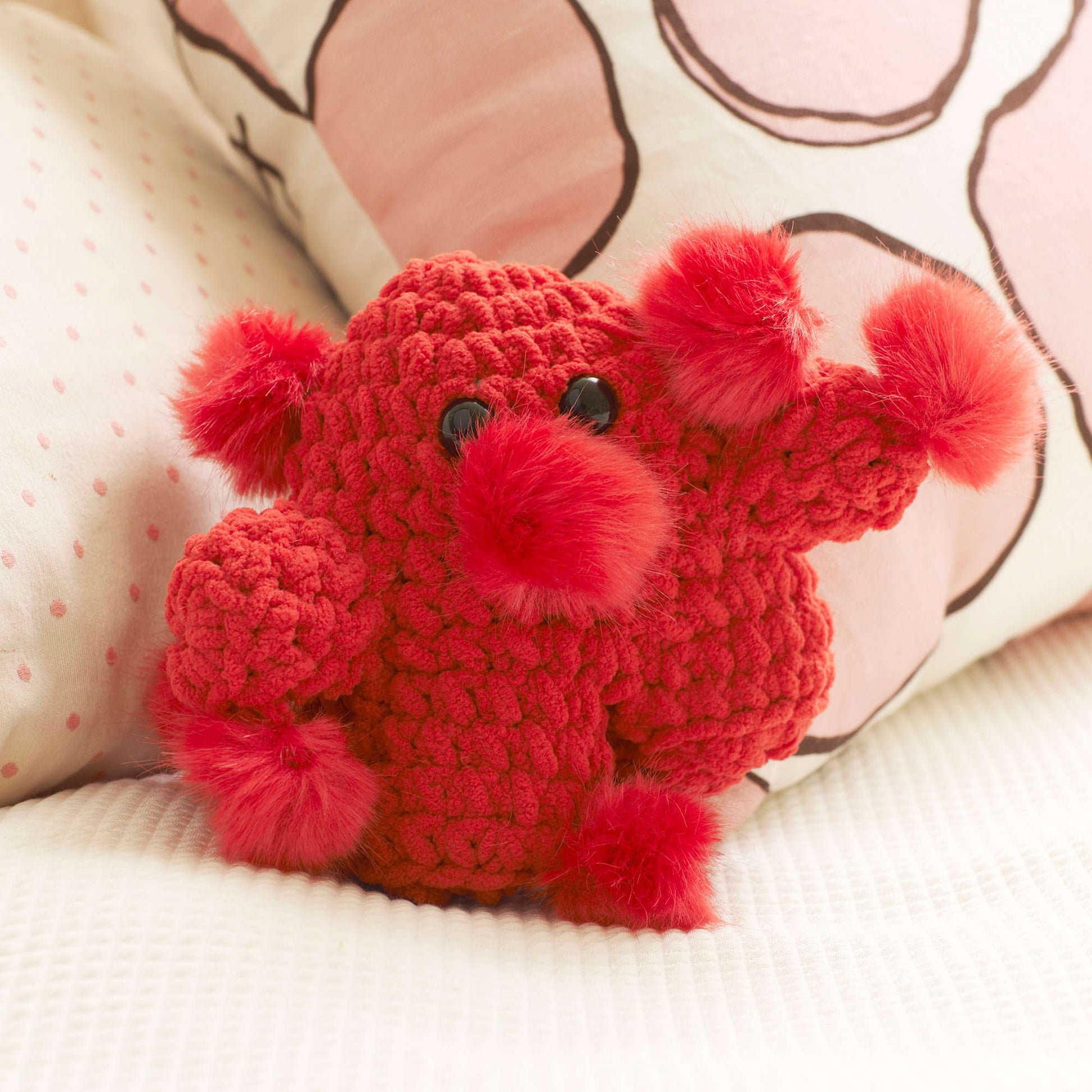 Free Red Heart Crochet Pom-Monster Pattern