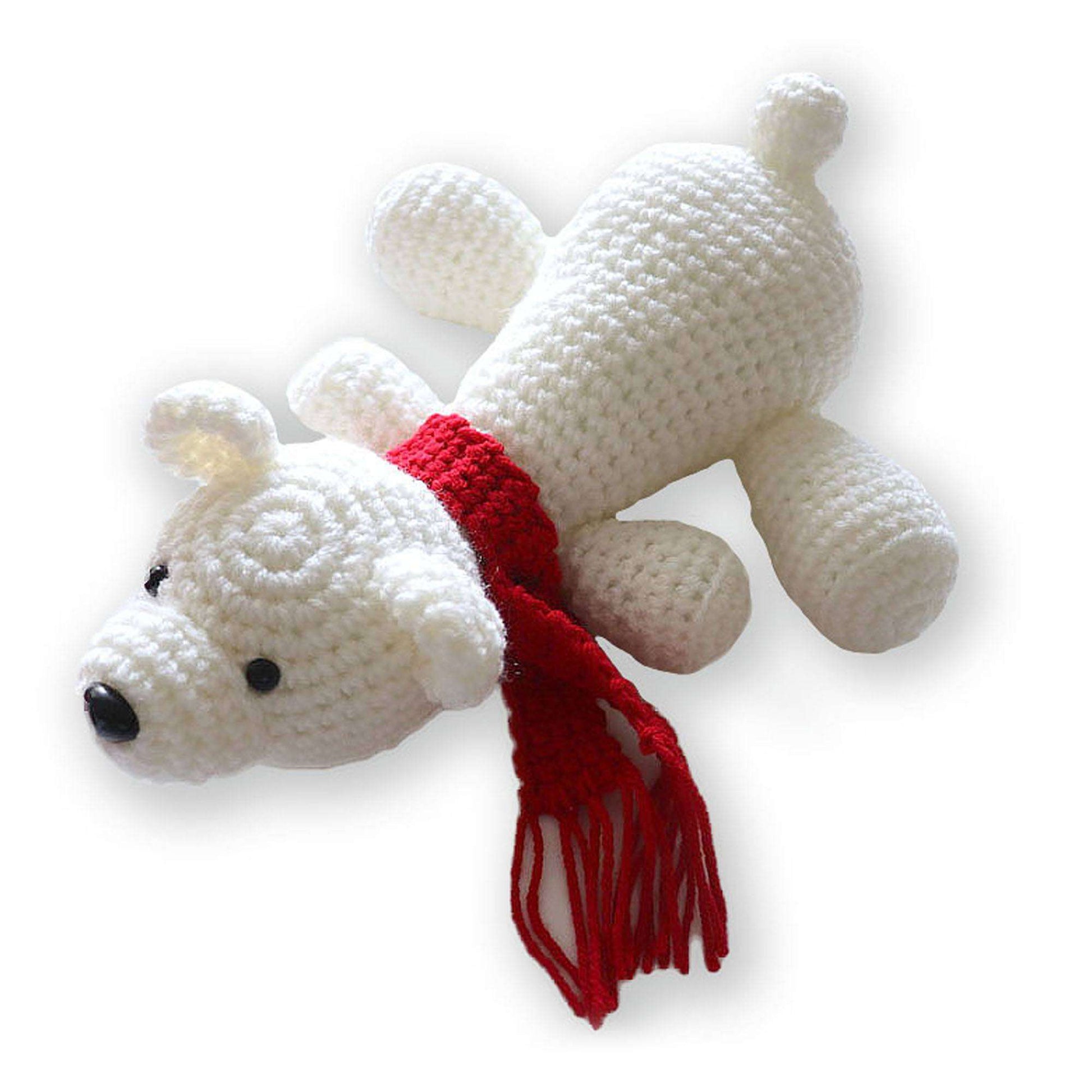 Free Red Heart Crochet Polar Bear Buddy Pattern