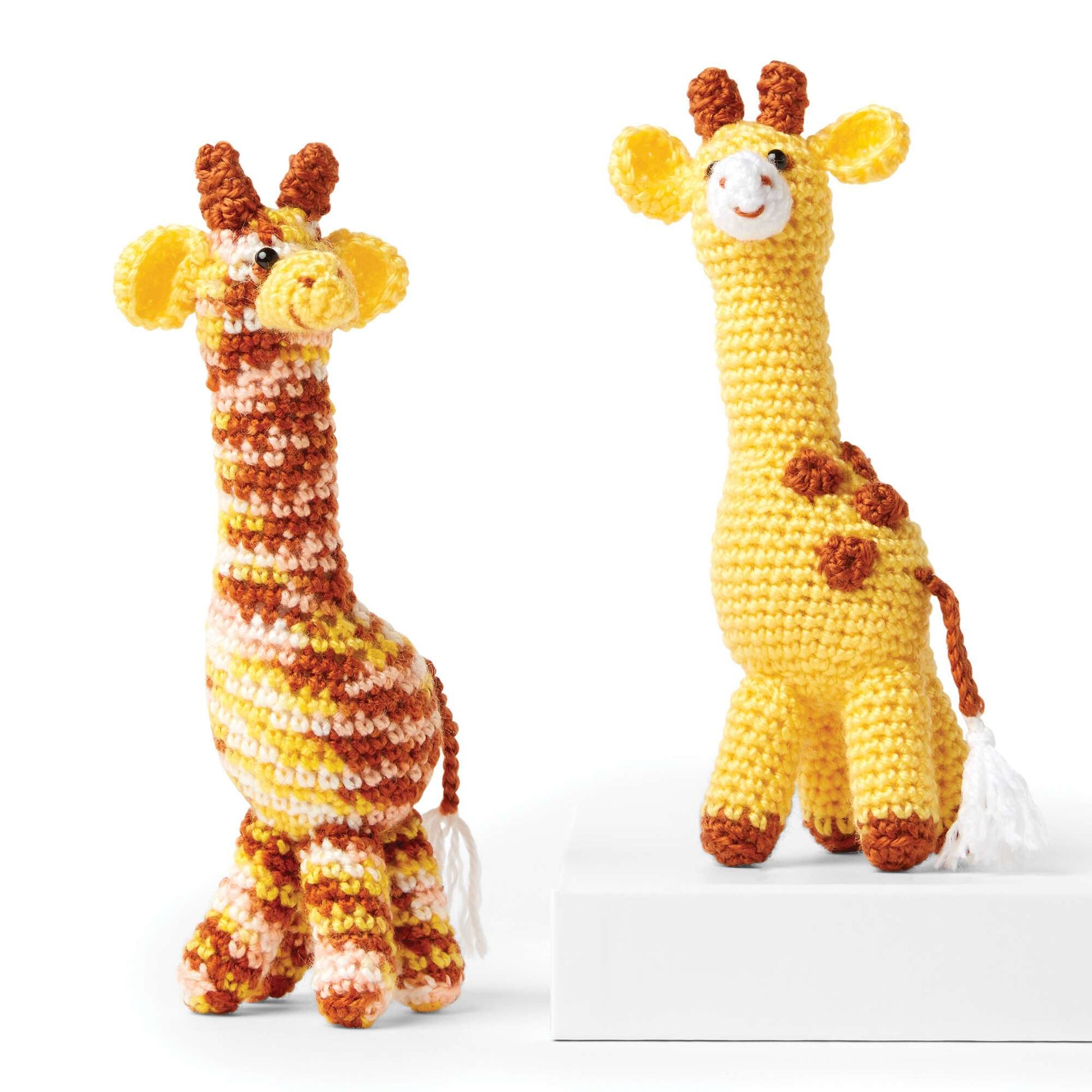 Free Red Heart Crochet Two Happy Giraffes Pattern