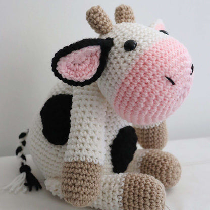 Crochet Raspberry Cow Plushie/ Crochet Cow Plush/ Amigurumi Cow