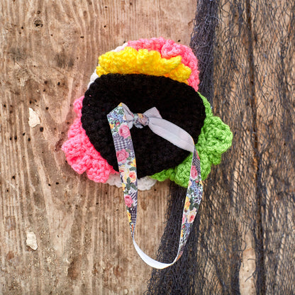 Red Heart Crochet Sugar Skull Toddler's Headpiece Crochet Headpiece made in Red Heart Yarn