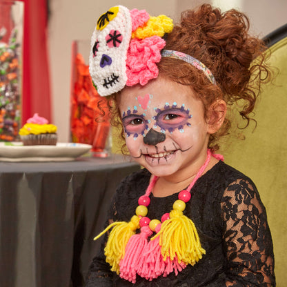 Red Heart Crochet Sugar Skull Toddler's Headpiece Crochet Headpiece made in Red Heart Yarn
