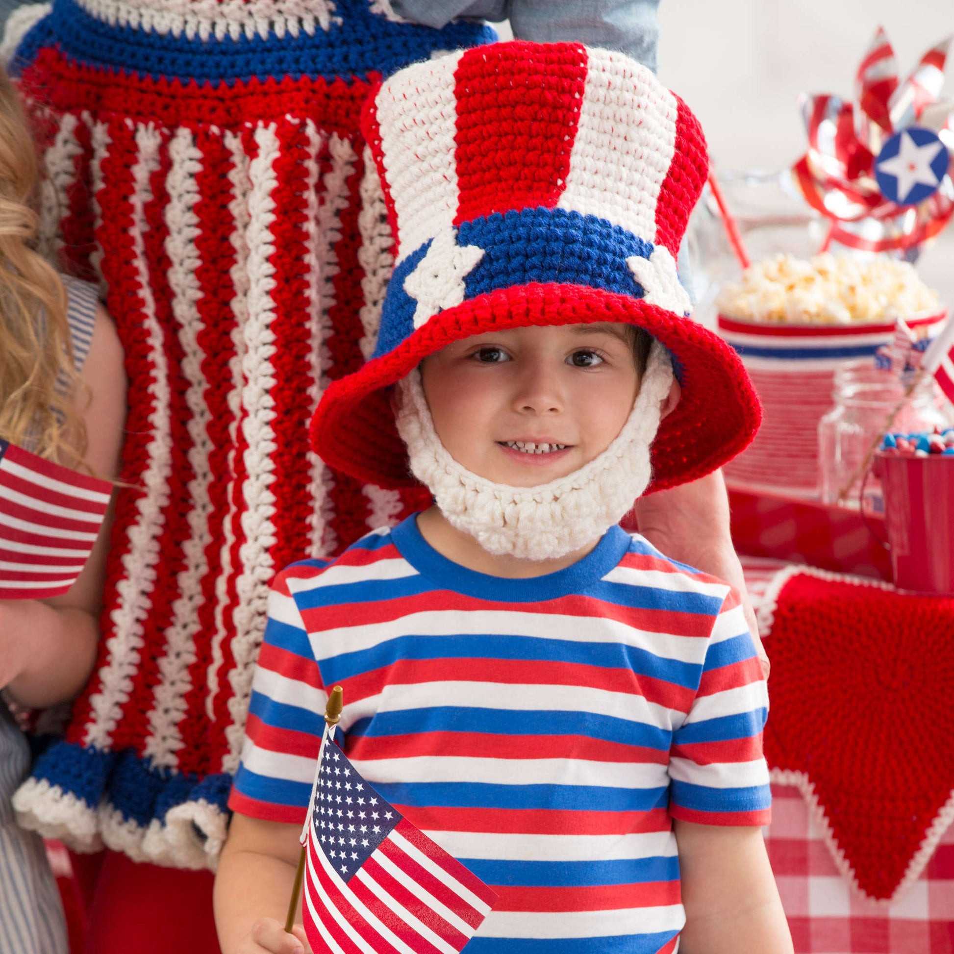 Free Red Heart Uncle Sam Hat And Beard Crochet Pattern