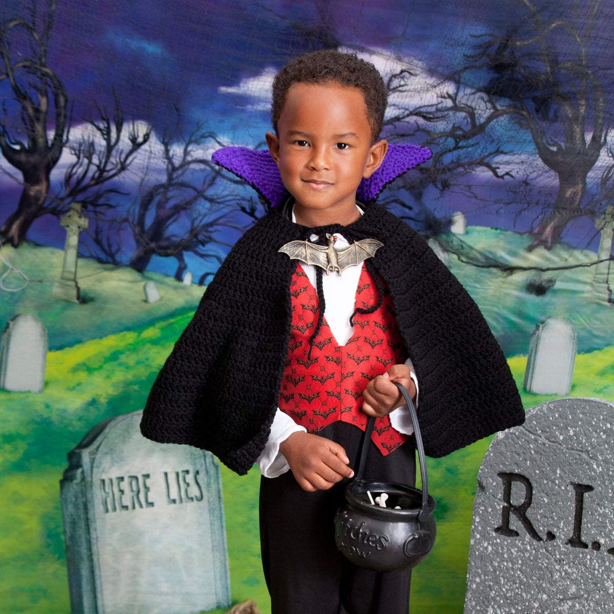 Red Heart Young Vampire Cape Pattern Tutorial Image