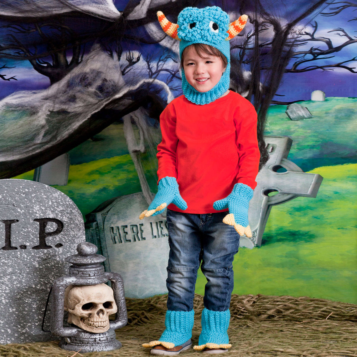 super monsters costume Free Red Heart Blue Monster Costume Crochet Pattern