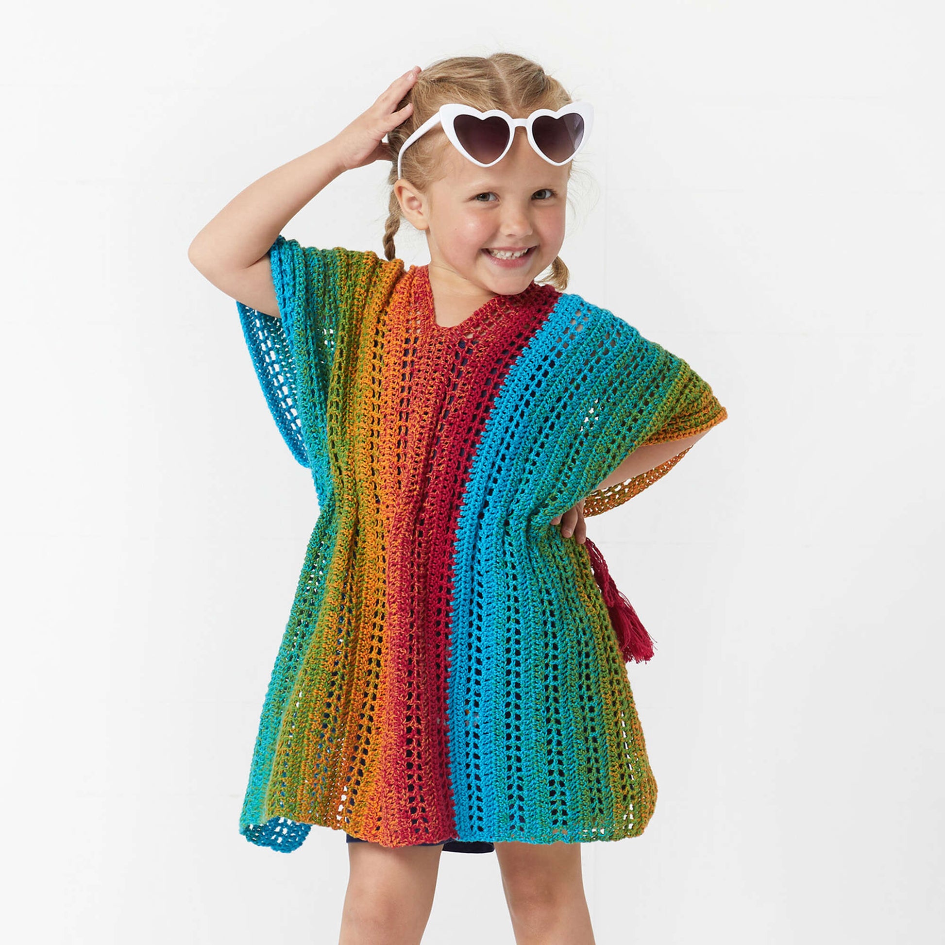 Free Red Heart Crochet Beach Girl Cover Up Pattern