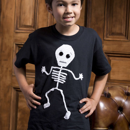 Red Heart Spooky Skeleton Appliqué Crochet Appliqué made in Red Heart Classic Crochet Thread Yarn