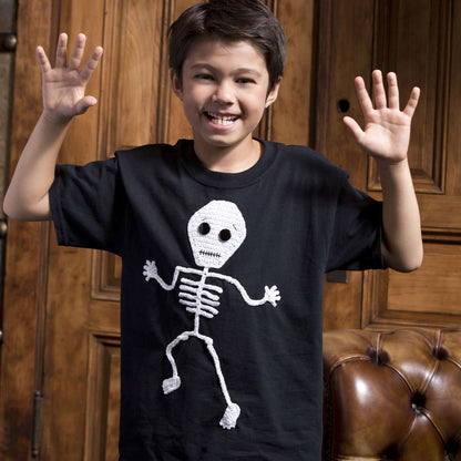 Red Heart Spooky Skeleton Appliqué Crochet Appliqué made in Red Heart Classic Crochet Thread Yarn