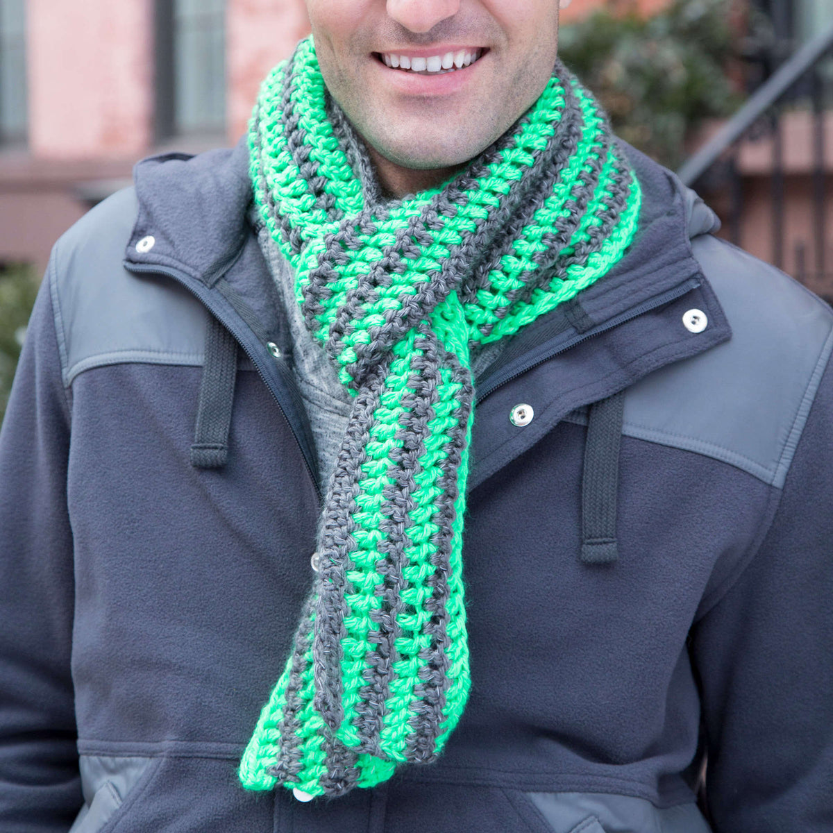 Crochet Scarf made in Red Heart Reflective Yarn