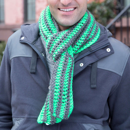 Red Heart Crochet Flashy Striped Scarf Crochet Scarf made in Red Heart Reflective Yarn