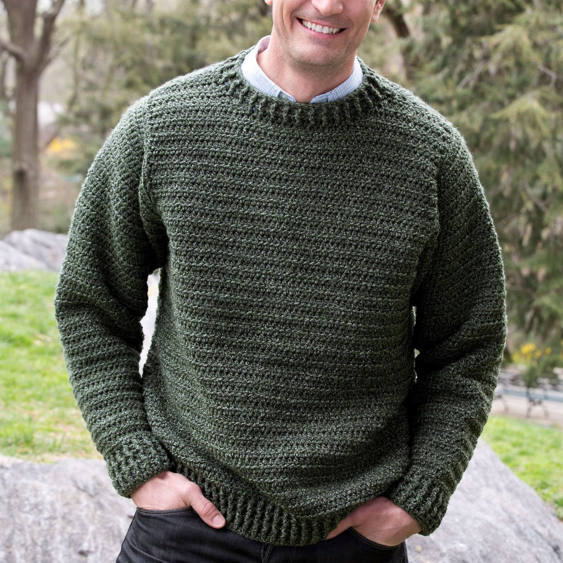 Free Red Crochet Heart Father Pullover Pattern